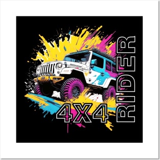 4X4 Rider vintage retro design. Posters and Art